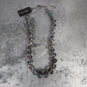 𝅺NWT Cookie Lee Genuine Crystal Ball Necklace Bauble 9" Adjustable Chain